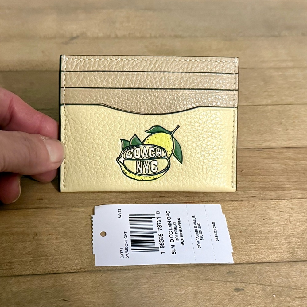 Coach Yellow and Cream Card Holder